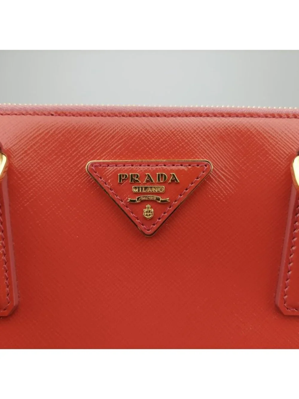 Prada Galleria Front Pocket Orange Patent 14 Shoulder Bag